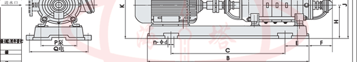 D/DG型臥式鍋爐多級離心泵安裝尺寸