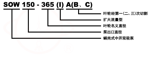 SOW型蝸殼式雙吸清水管道泵號意義