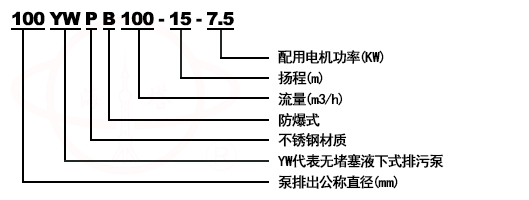 YW無堵塞排汙液下泵型號意義